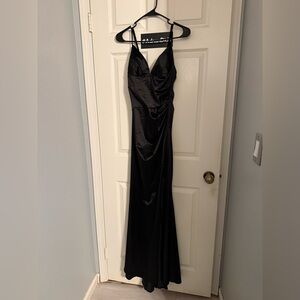 Windsor Black Satin Maxi Dress